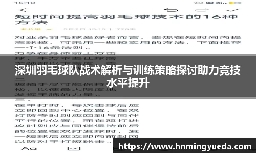 深圳羽毛球队战术解析与训练策略探讨助力竞技水平提升